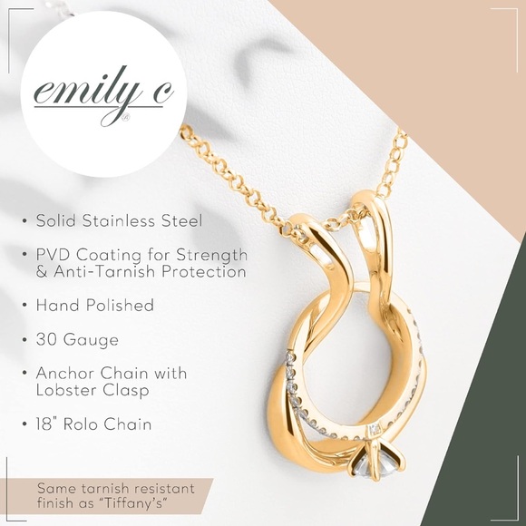 Emily C Original Patented Ring Holder Necklace - Gift For Her - Picture 3 of 9
